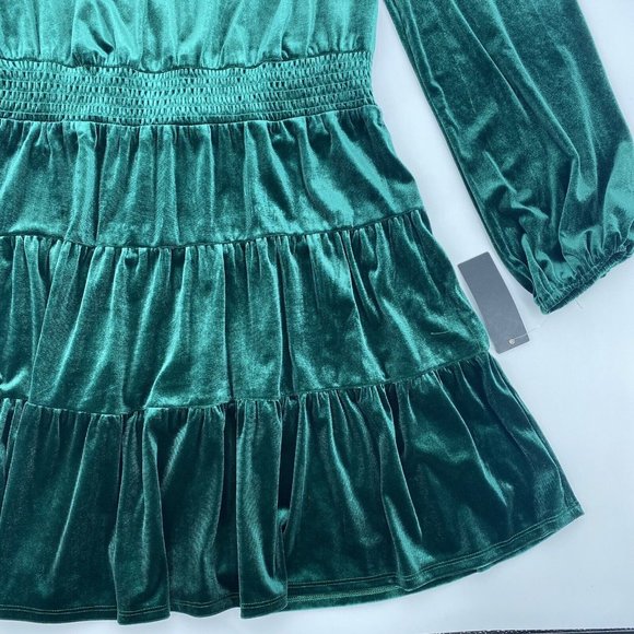 City Triangles Womens Size XXL Green Velvet Long Sleeve Tiered Dress WORN ONCE - Picture 5 of 12